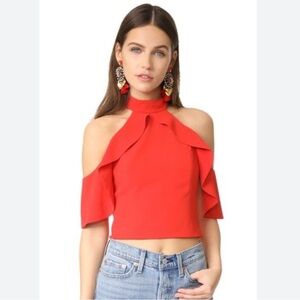 Alice + Olivia Cabot Cold Shoulder Crop Top